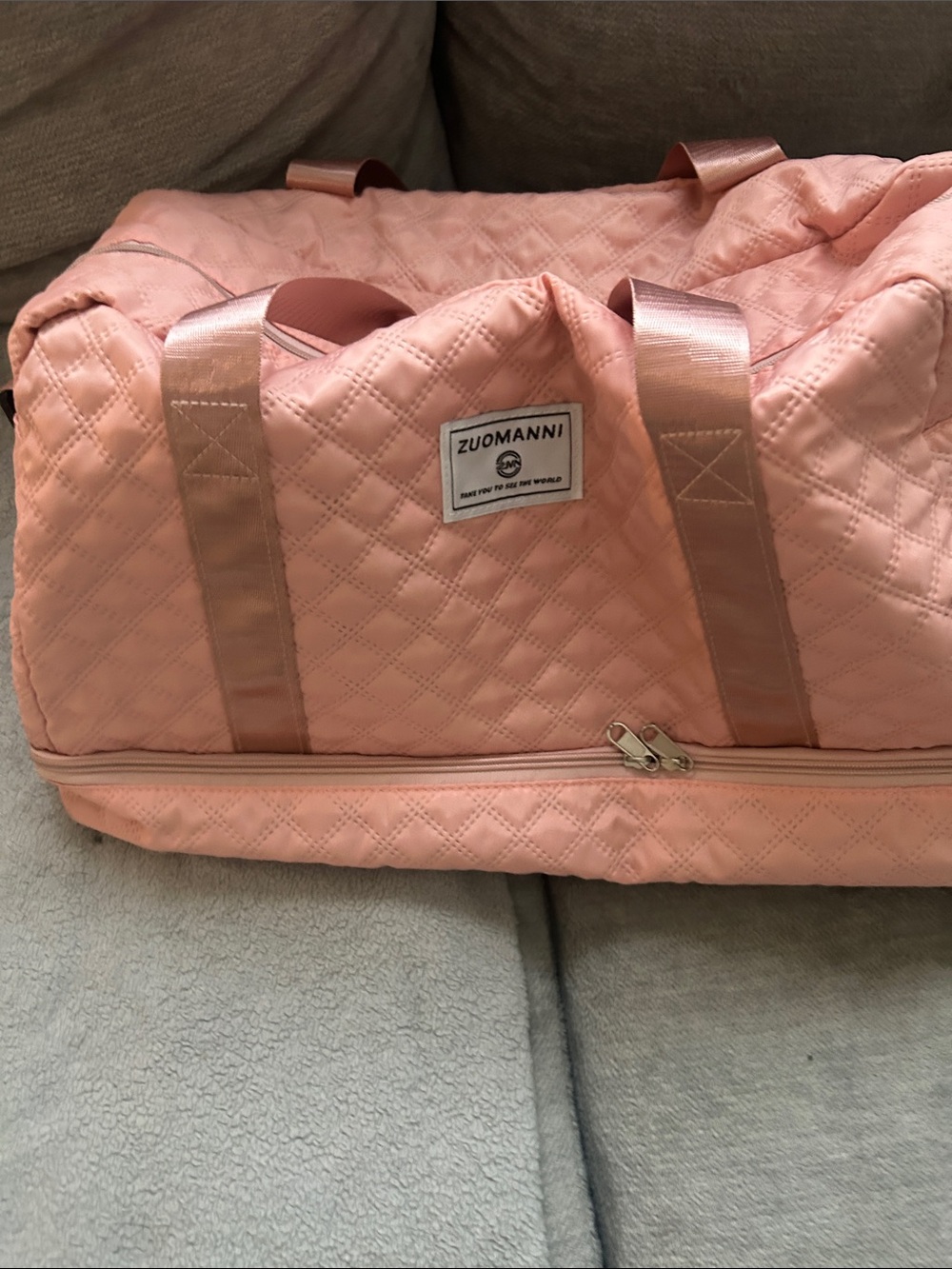 Quilted Pink Travel Duffel Bag